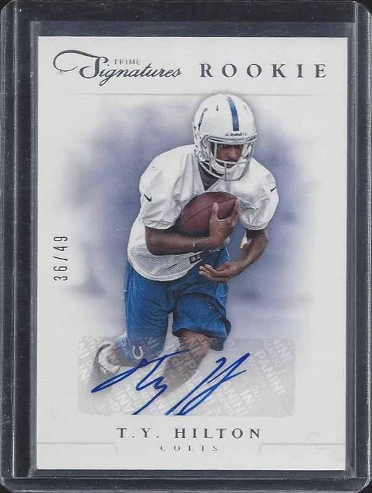 T.Y. HILTON 2012 PANINI PRIME SIGNATURES SILVER COLTS ROOKIE AUTO RC #D 36/49