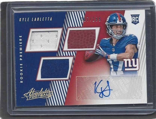 KYLE LAULETTA 2018 PANINI ABSOLUTE ROOKIE PREMIERE JERSEY BALL AUTO RC #D 87/199
