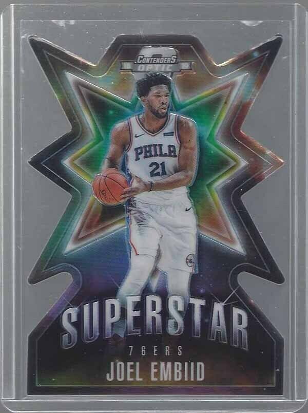 JOEL EMBIID 2018-19 CONTENDERS OPTIC SUPERSTAR SILVER HOLO DIE CUT SSP #7