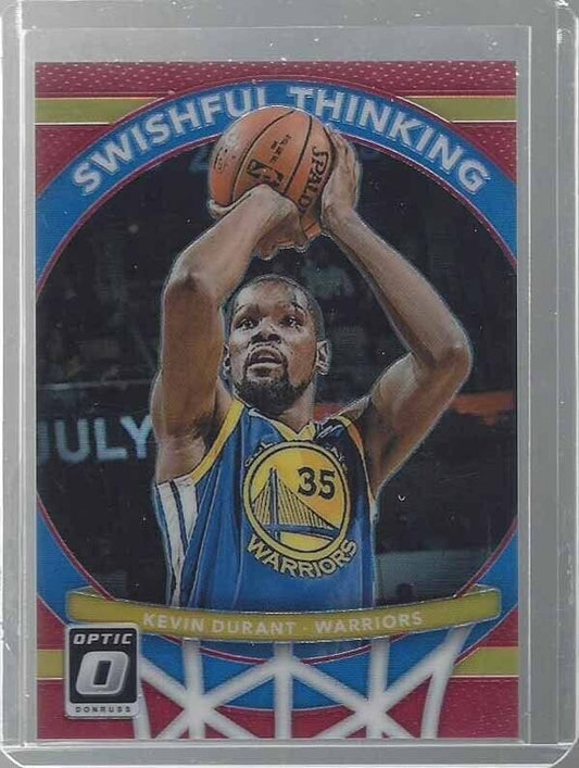 KEVIN DURANT 2017-18 DONRUSS OPTIC SWISHFUL THINKING RED HOLO PRIZM #D 21/99