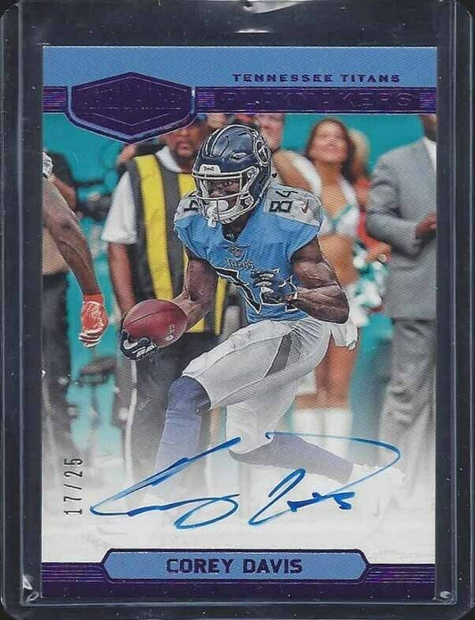 COREY DAVIS 2018 PLATES & PATCHES PLAYMAKERS PURPLE ON CARD AUTO #D 17/25