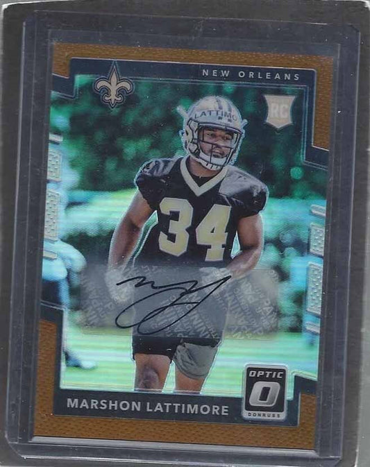 MARSHON LATTIMORE 2017 DONRUSS OPTIC BRONZE HOLO SAINTS ROOKIE AUTO RC #136