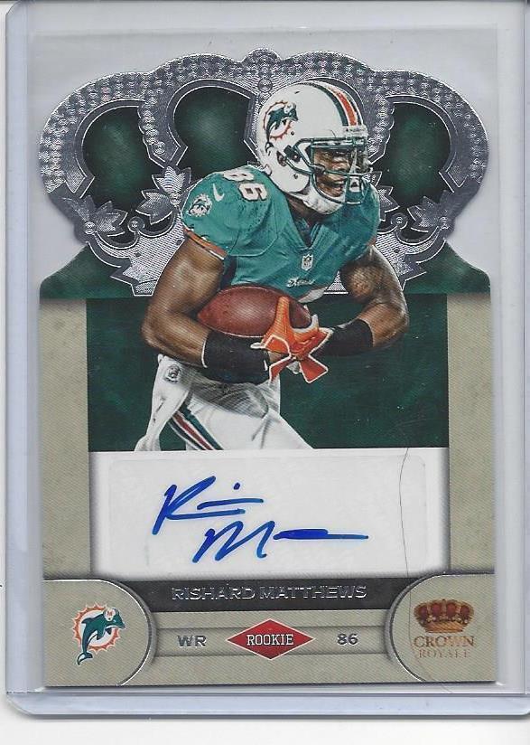 RISHARD MATTHEWS 2012 CROWN ROYALE DIE CUT DOLPHINS ROOKIE AUTO RC #D 208/245