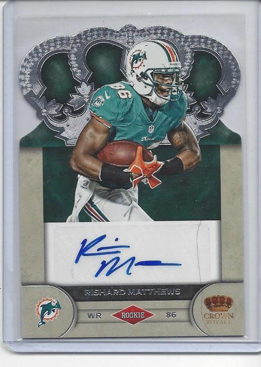 RISHARD MATTHEWS 2012 CROWN ROYALE DIE CUT DOLPHINS ROOKIE AUTO RC #D 208/245