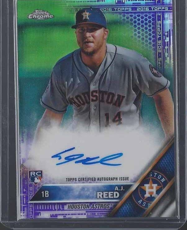 A.J. REED 2016 TOPPS CHROME PURPLE REFRACTOR ON CARD ROOKIE AUTO RC #D 58/250