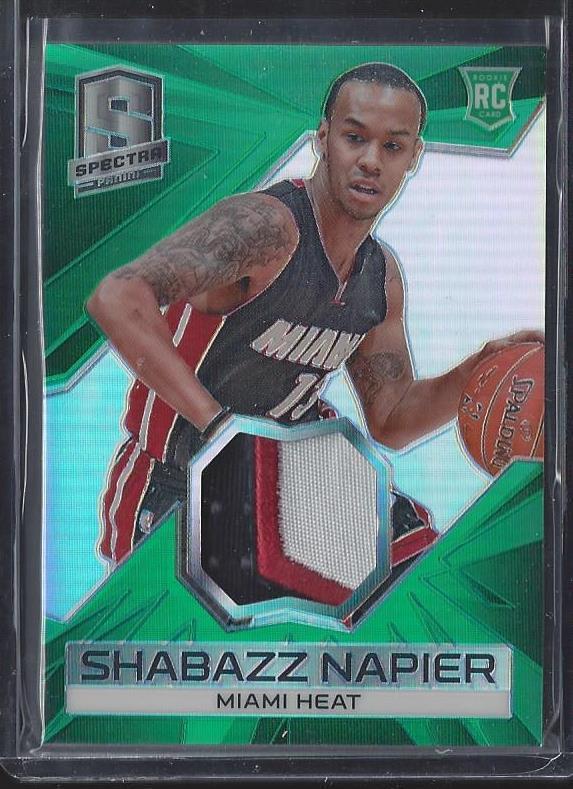 SHABAZZ NAPIER 2014-15 PANINI SPECTRA GREEN PRIZM 3 COLOR ROOKIE PATCH RC #D 3/5