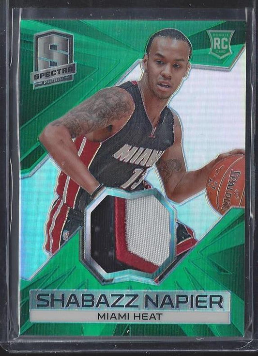 SHABAZZ NAPIER 2014-15 PANINI SPECTRA GREEN PRIZM 3 COLOR ROOKIE PATCH RC #D 3/5