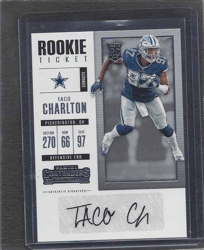 TACO CHARLTON 2017 CONTENDERS ROOKIE TICKET COWBOYS AUTO RC #135