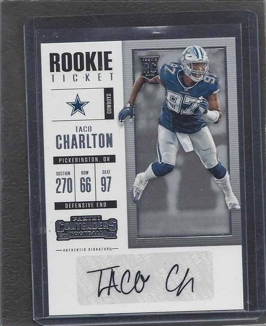 TACO CHARLTON 2017 CONTENDERS ROOKIE TICKET COWBOYS AUTO RC #135