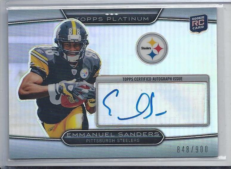EMMANUEL SANDERS 2010 TOPPS PLATINUM REFRACTOR ROOKIE AUTO RC #D 848/900