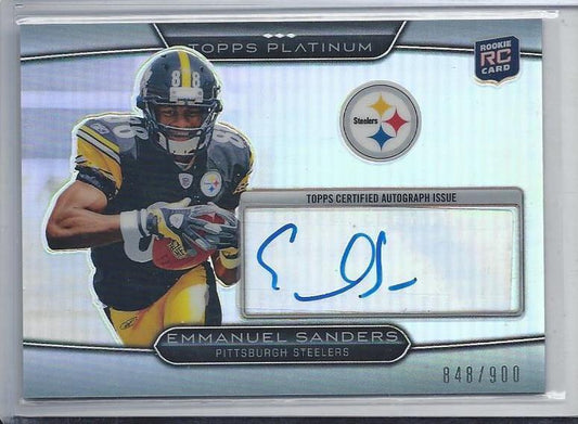 EMMANUEL SANDERS 2010 TOPPS PLATINUM REFRACTOR ROOKIE AUTO RC #D 848/900