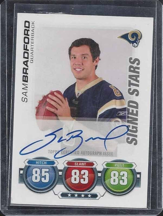 SAM BRADFORD 2010 TOPPS ATTAX RARE ON CARD ROOKIE AUTO RC