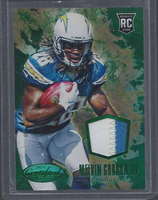 MELVIN GORDON 2015 CERTIFIED EMERALD 2 COLOR ROOKIE PATCH RC #D 2/5