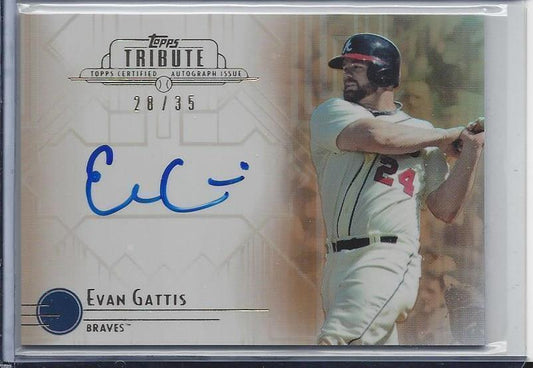 EVAN GATTIS 2014 TOPPS TRIBUTE REFRACTOR BRAVES ON CARD AUTO #D 28/35