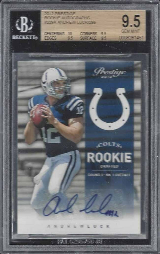 ANDREW LUCK 2012 PRESTIGE ROOKIE AUTO COLTS RC #D /299 BGS 9.5 w/ 10 AU GEM MINT