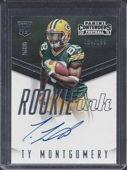 TY MONTGOMERY 2015 PANINI CONTENDERS ROOKIE INK ON CARD AUTO RC #D 84/199