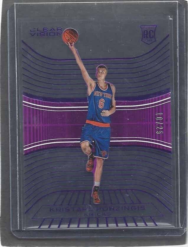 KRISTAPS PORZINGIS 2015-16 CLEAR VISION PURPLE KNICKS ROOKIE RC #D 10/25