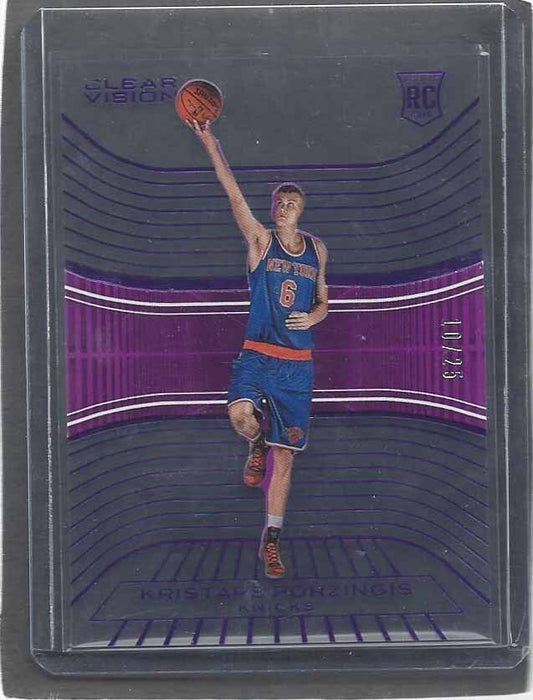 KRISTAPS PORZINGIS 2015-16 CLEAR VISION PURPLE KNICKS ROOKIE RC #D 10/25