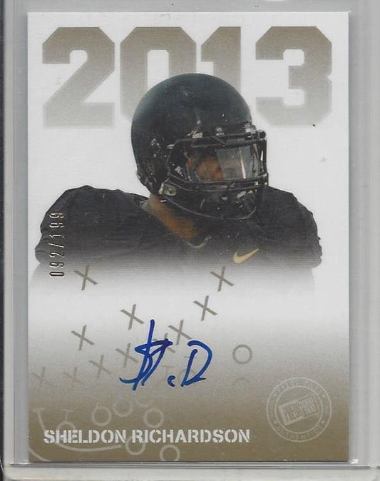 SHELDON RICHARDSON 2013 PRESS PASS BRONZE ON CARD AUTO RC #D 92/199