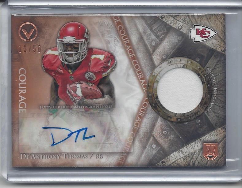 1/1 DE'ANTHONY THOMAS 2014 TOPPS VALOR COURAGE PATCH AUTO RC #D 13/50 (JSY #13 )