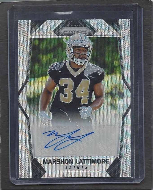 MARSHON LATTIMORE 2017 PANINI PRIZM BLUE WAVE PRIZMS ROOKIE AUTO RC #D 7/149