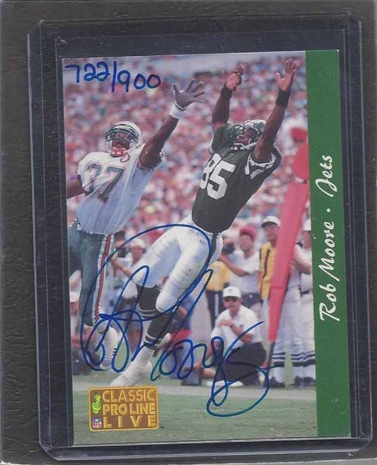 ROB MOORE 1993 PRO LINE LIVE CLASSIC NFL NEW YORK JETS ON CARD AUTO #D 722/900