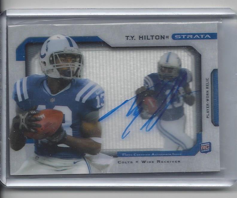 T.Y. HILTON 2012 TOPPS STRATA SIGNATURE JUMBO SHADOWBOX ROOKIE PATCH AUTO RC /40