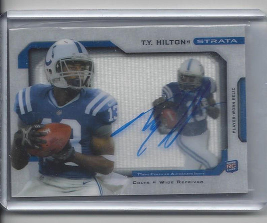 T.Y. HILTON 2012 TOPPS STRATA SIGNATURE JUMBO SHADOWBOX ROOKIE PATCH AUTO RC /40