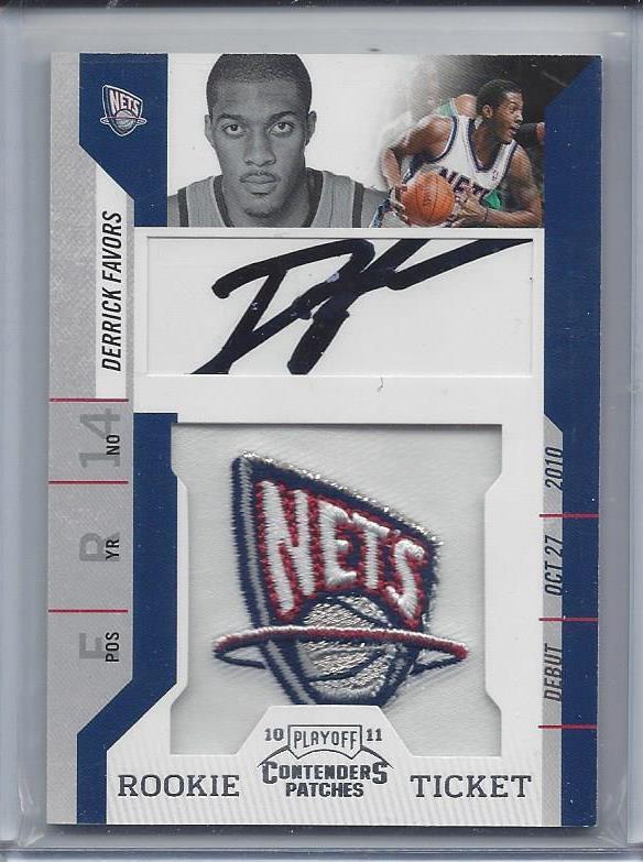 DERRICK FAVORS 2010-11 PLAYOFF CONTENDERS PATCHES PATCH AUTO RC #103
