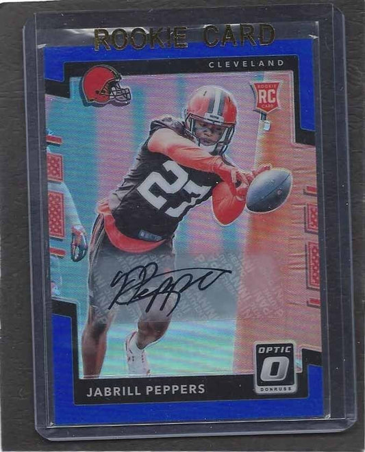 JABRILL PEPPERS 2017 DONRUSS OPTIC BLUE HOLO BROWNS ROOKIE AUTO RC #D 20/75