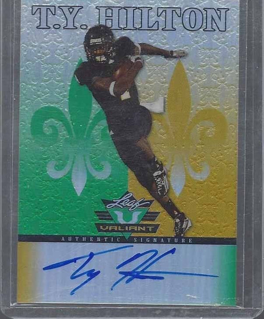 T.Y. HILTON 2012 LEAF VALIANT PRISMATIC REFRACTOR ON CARD ROOKIE AUTO RC