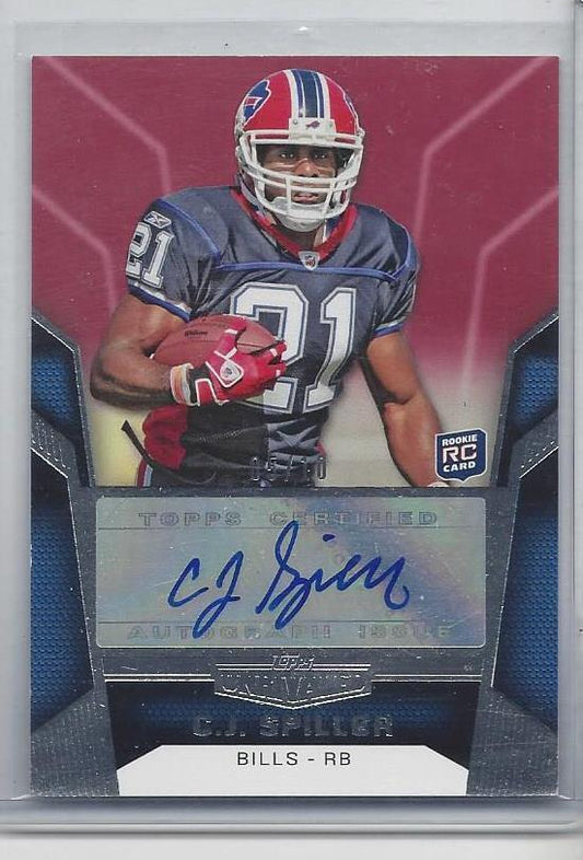 C.J. SPILLER 2010 TOPPS UNRIVALED RED PARALLEL AUTO RC #D 5/10