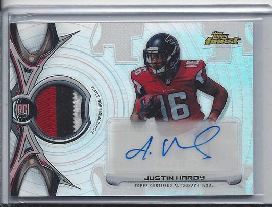 JUSTIN HARDY 2015 TOPPS FINEST RPA REFRACTOR FALCONS ROOKIE PATCH AUTO RC