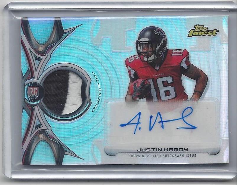 JUSTIN HARDY 2015 TOPPS FINEST RPA REFRACTOR FALCONS ROOKIE PATCH AUTO RC