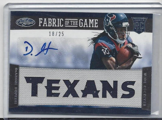 DEANDRE HOPKINS 2013 CERTIFIED FABRIC OF THE GAME 6 PIECE JERSEY AUTO RC #D /25
