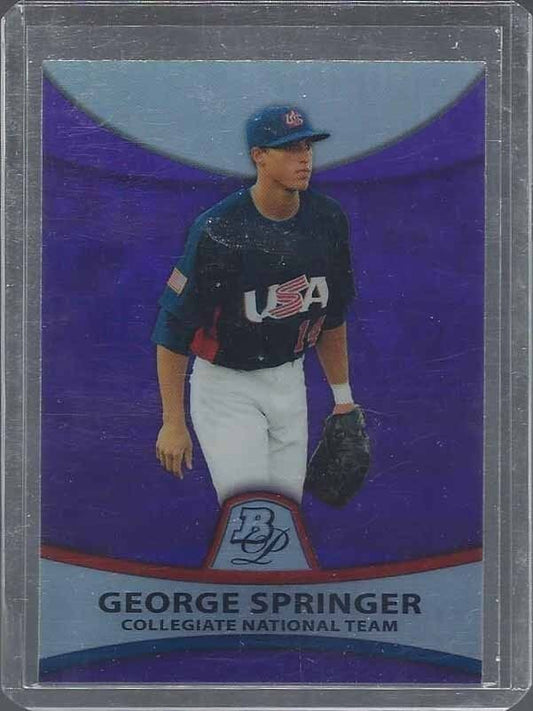 GEORGE SPRINGER 2010 BOWMAN PLATINUM PURPLE USA PROSPECT REFRACTOR #48
