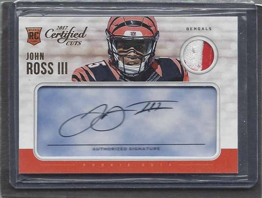 JOHN ROSS III 2017 PANINI CERTIFIED CUTS 2 COLOR PATCH ON CARD AUTO RC #D 2/5