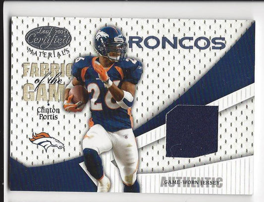 CLINTON PORTIS 2004 LEAF CERTIFIED FABRIC OF THE GAME BRONCOS JERSEY #D 23/100