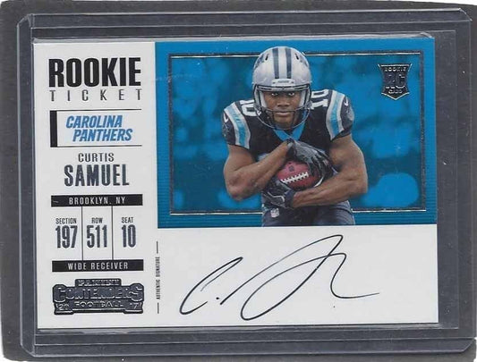 CURTIS SAMUEL 2017 CONTENDERS ROOKIE TICKET HORIZONTAL VARIATION SP AUTO RC #370