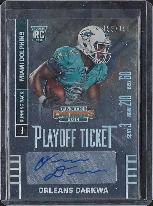 ORLEANS DARKWA 2014 PANINI CONTENDERS PLAYOFF TICKET ROOKIE AUTO RC #D 153/199