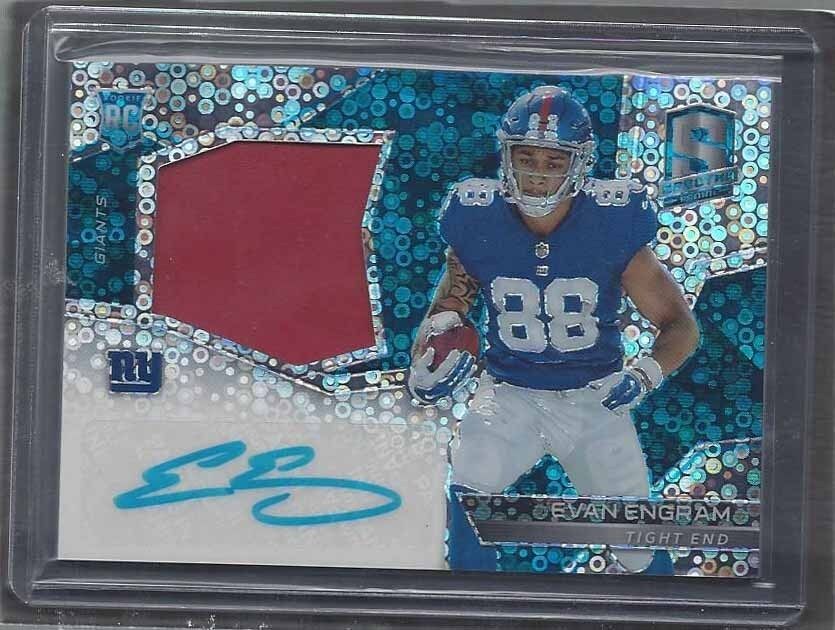 EVAN ENGRAM 2017 SPECTRA NEON BLUE PRIZM RPA PATCH AUTO RC #D /75