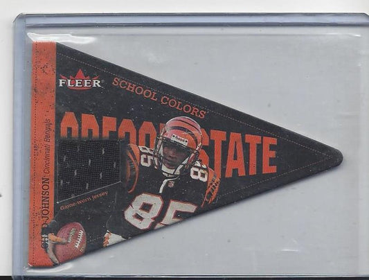 CHAD JOHNSON 2001 FLEER SCHOOL COLORS PENNANT DIE CUT BENGALS JERSEY RC