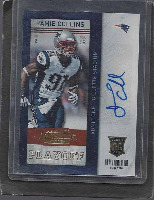 JAMIE COLLINS 2013 CONTENDERS PLAYOFF TICKET PATRIOTS AUTO RC #D 46/99