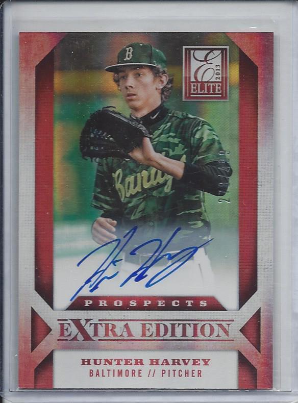 HUNTER HARVEY 2013 ELITE PROSPECTS EXTRA EDITION ORIOLES ON CARD AUTO RC #D /499