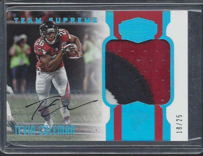 TEVIN COLEMAN 2017 PLATES & PATCHES TEAM SUPREME PLATINUM 3 COLOR PATCH AUTO /25