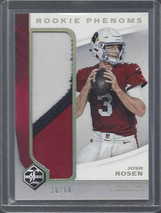 JOSH ROSEN 2018 LIMITED ROOKIE PHENOMS JUMBO 3 COLOR PATCH RC #D 20/50