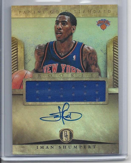 IMAN SHUMPERT 2012-13 PANINI GOLD STANDARD KNICKS JERSEY ON CARD AUTO RC #252