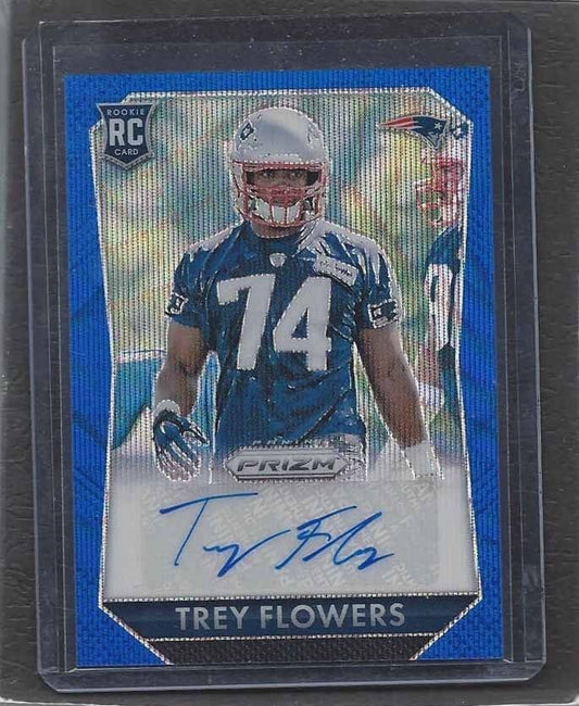 TREY FLOWERS 2015 PANINI PRIZM BLUE WAVE PRIZMS ROOKIE AUTO RC #D 63/150