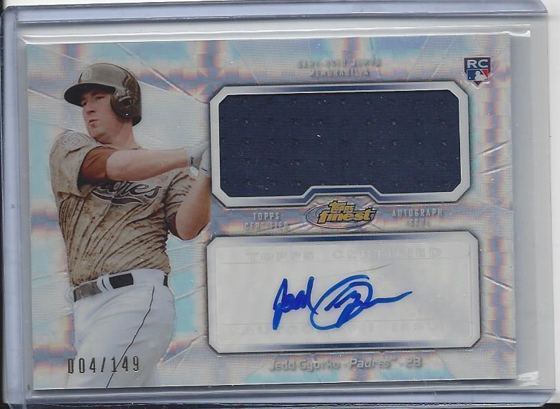 JEDD GYORKO 2013 TOPPS FINEST X-FRACTOR REFRACTOR JERSEY AUTO RC #D 4/149