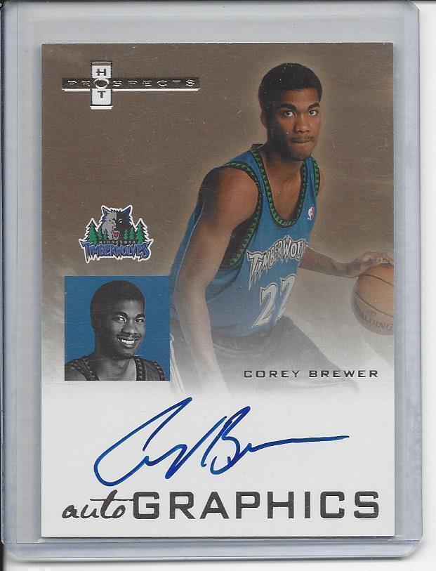 COREY BREWER 2007-08 HOT PROSPECTS AUTOGRAPHICS ON CARD AUTO RC